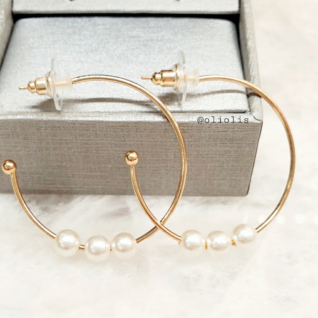 New Hoops Pearls Trendy Earrings Golden